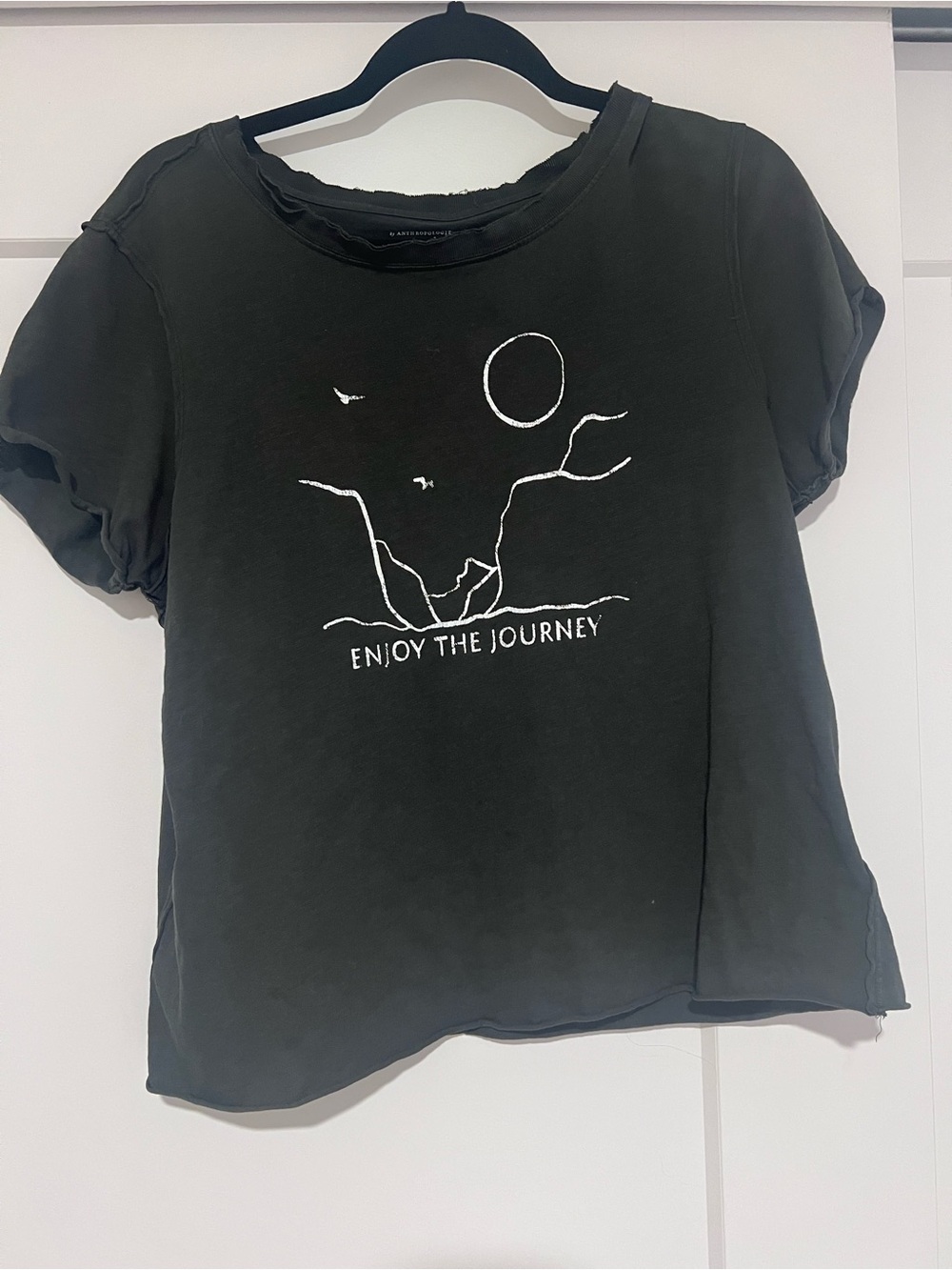 Anthropologie Black Graphic 'Enjoy the Journey' Short Sleeve Tee